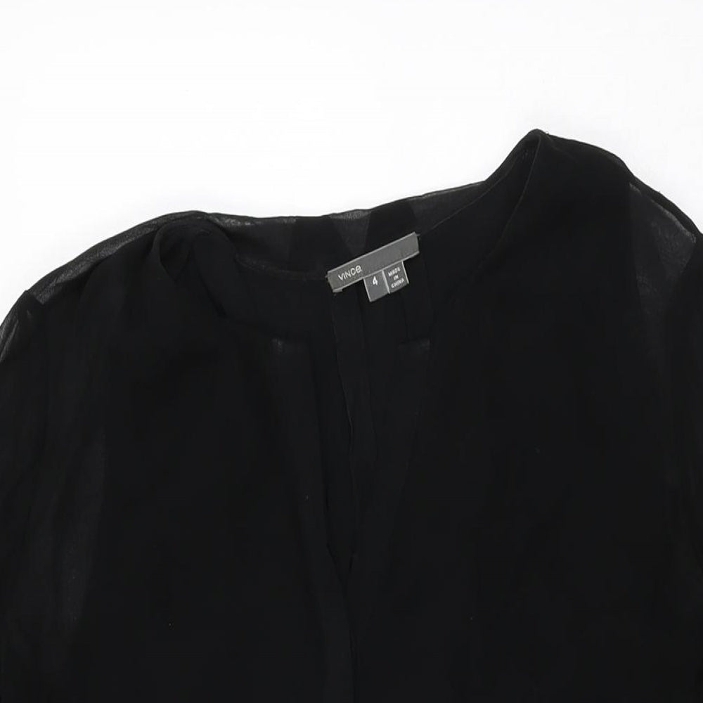 Vince Womens Black Silk Shift Size 4 V-Neck Button