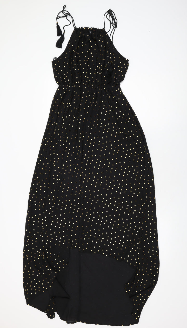Calliope Womens Black Polka Dot Polyester Shift Size M Round Neck Tie