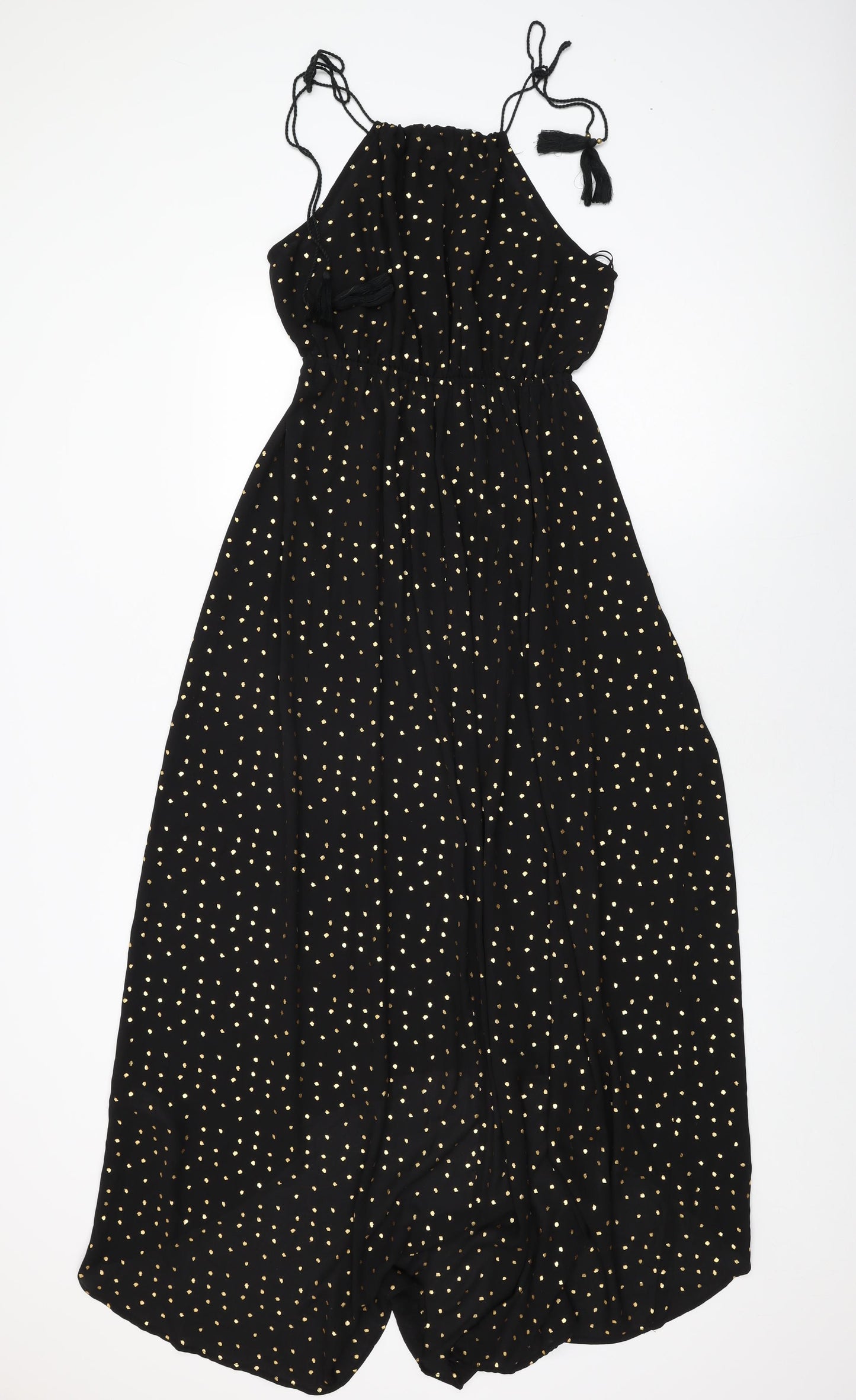 Calliope Womens Black Polka Dot Polyester Shift Size M Round Neck Tie