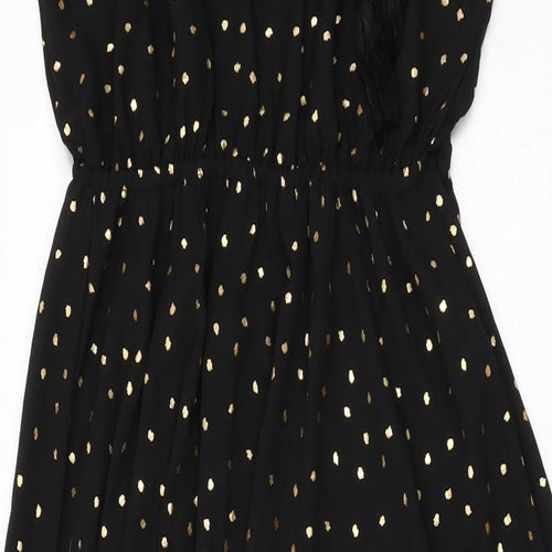 Calliope Womens Black Polka Dot Polyester Shift Size M Round Neck Tie