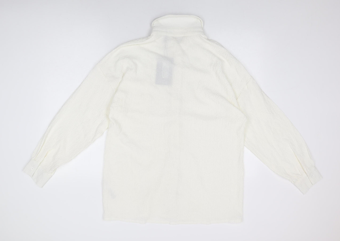 PRETTYLITTLETHING Womens White Polyester Basic Button-Up Size 12 Collared