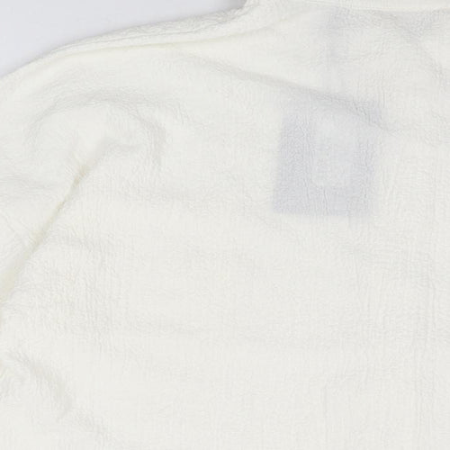 PRETTYLITTLETHING Womens White Polyester Basic Button-Up Size 12 Collared
