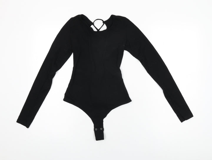 Garage Womens Black Polyester Bodysuit One-Piece Size S Snap