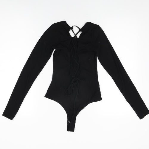 Garage Womens Black Polyester Bodysuit One-Piece Size S Snap