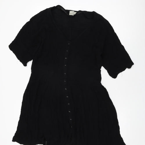 ASOS Womens Black Viscose Shift Size 10 V-Neck Button