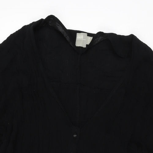 ASOS Womens Black Viscose Shift Size 10 V-Neck Button