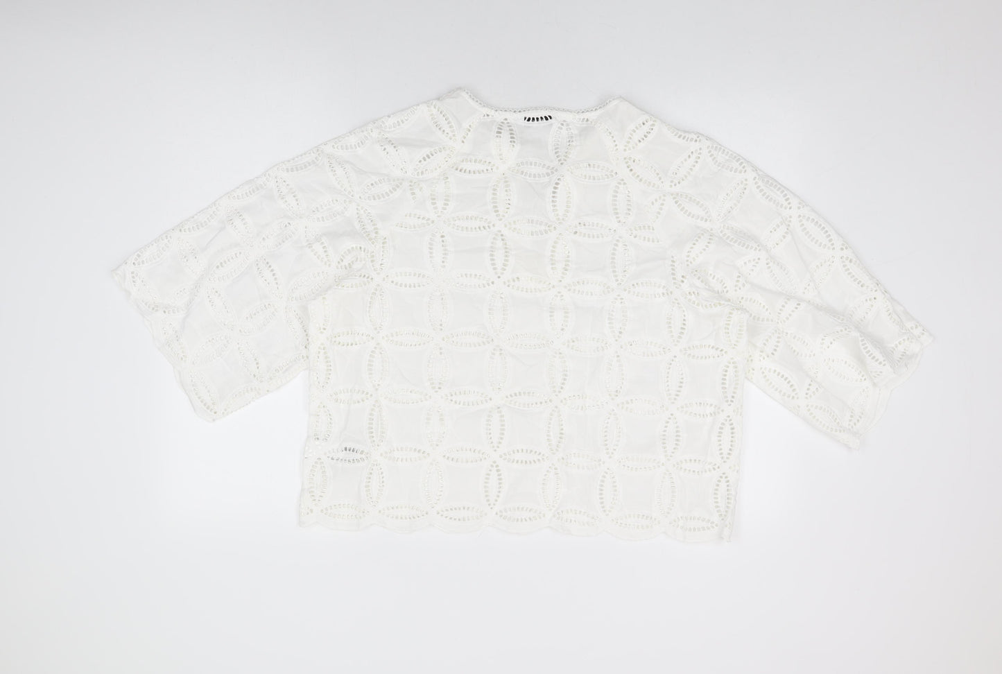 NEXT Womens White Floral Cotton Basic T-Shirt Size 16 V-Neck