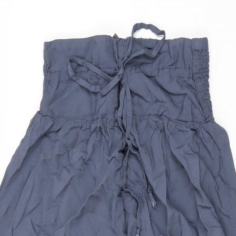 Miz Dee Womens Blue Polyester Swing Skirt Size L Drawstring