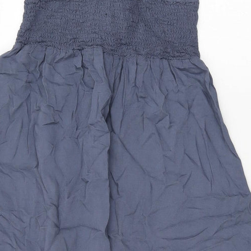 Miz Dee Womens Blue Polyester Swing Skirt Size L Drawstring