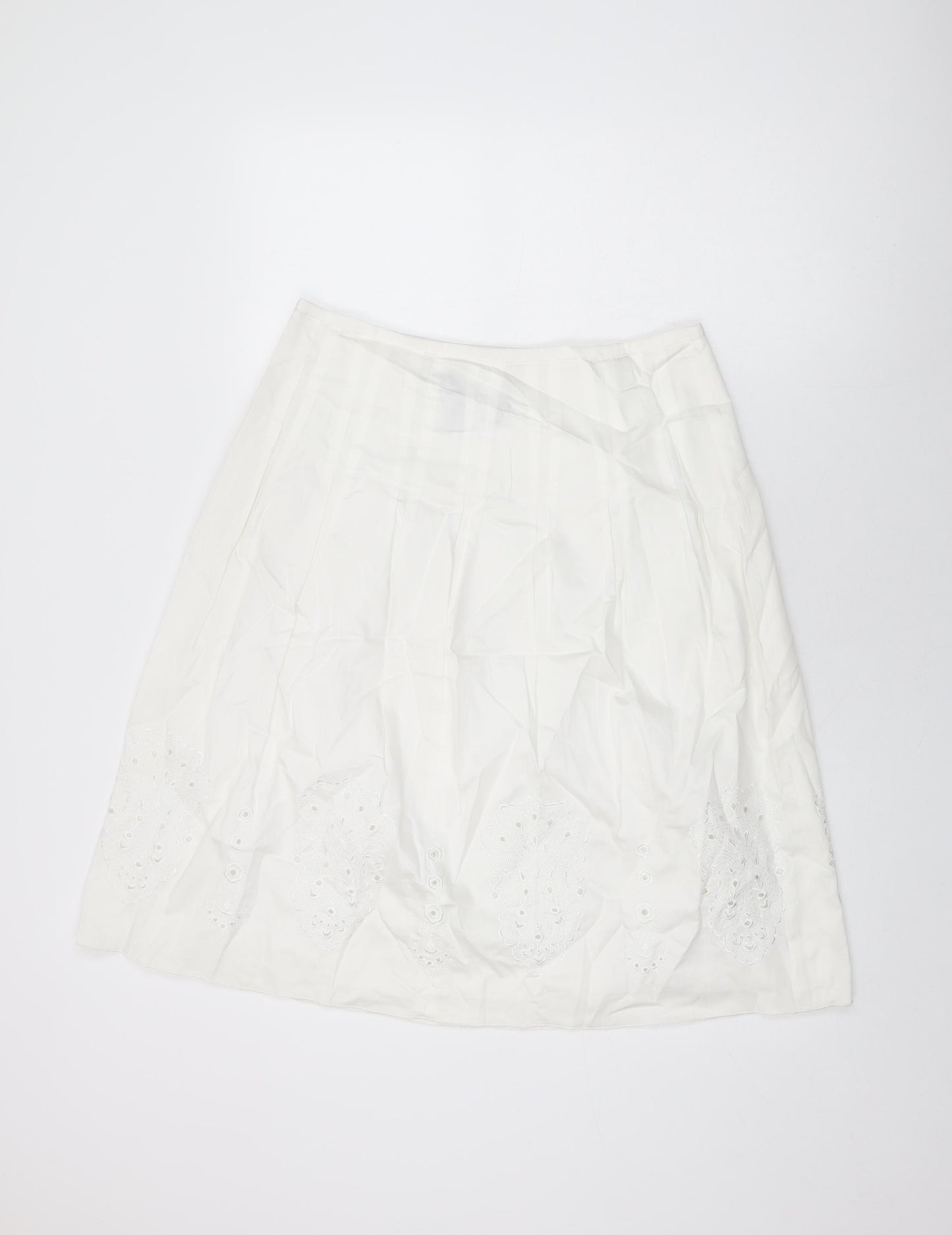 Jones New York Womens White Floral Cotton Swing Skirt Size 8 Zip