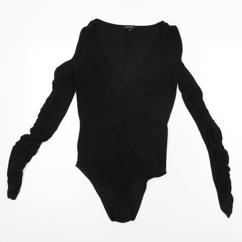 River Island Womens Black Polyester Bodysuit One-Piece Size 10 Snap