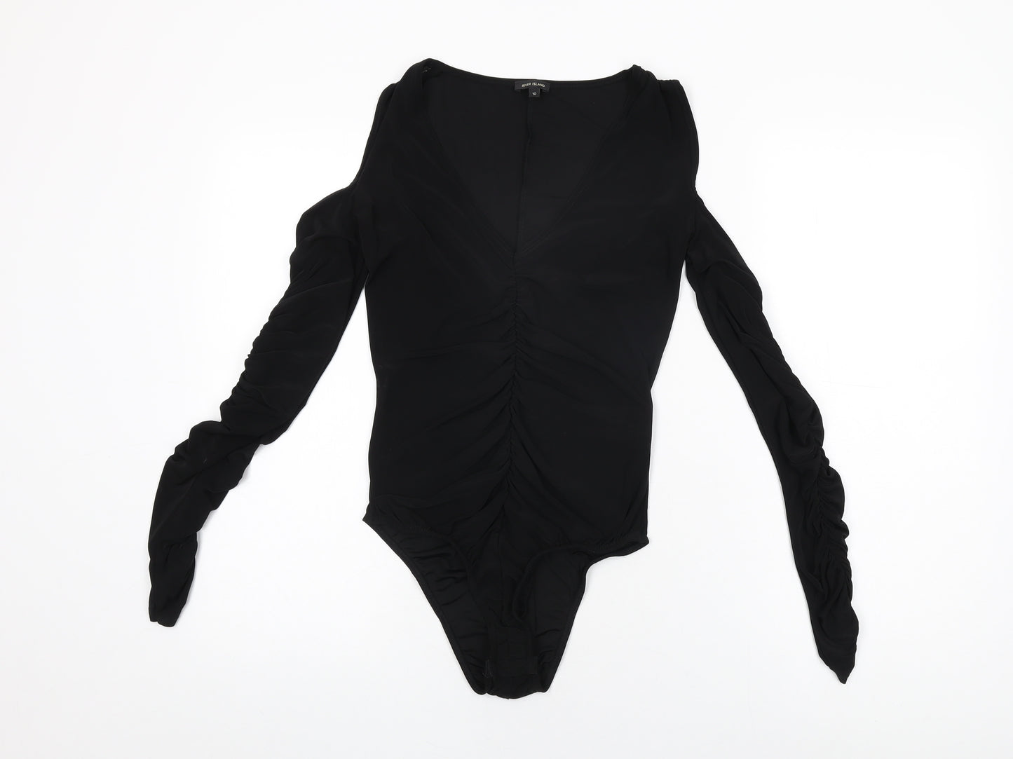 River Island Womens Black Polyester Bodysuit One-Piece Size 10 Snap