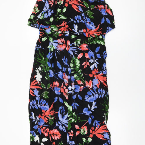 Capsule Womens Black Floral Viscose Maxi Size 14 Round Neck Pullover