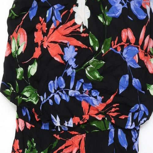 Capsule Womens Black Floral Viscose Maxi Size 14 Round Neck Pullover