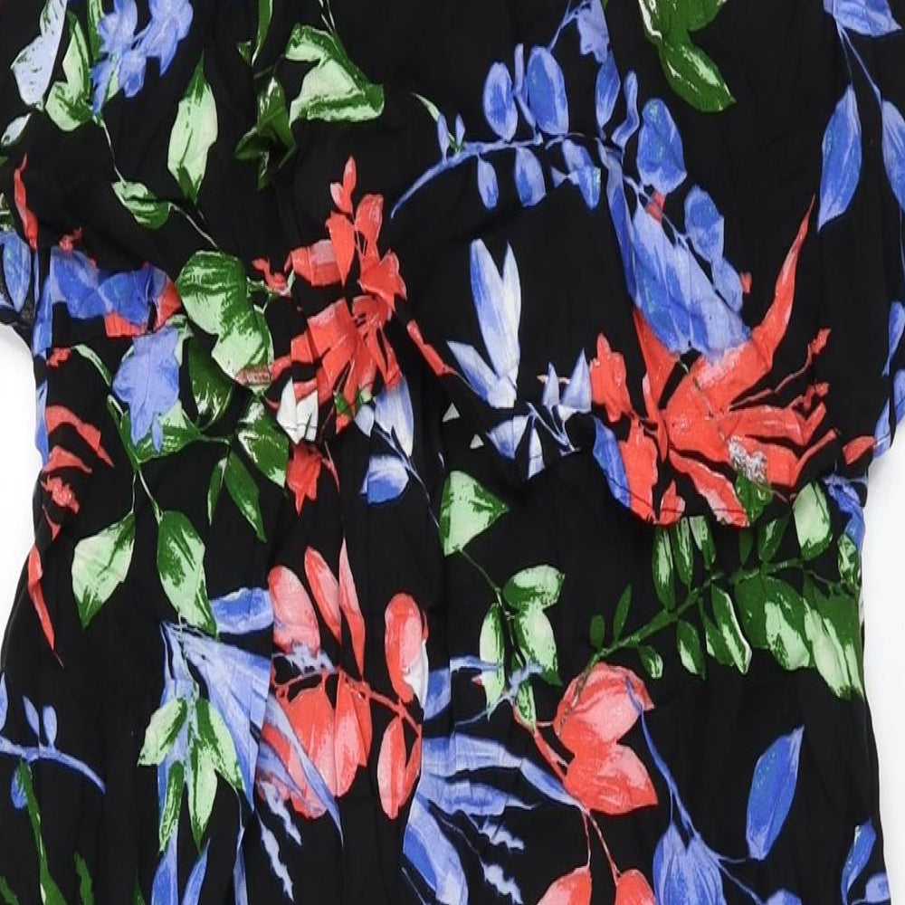 Capsule Womens Black Floral Viscose Maxi Size 14 Round Neck Pullover