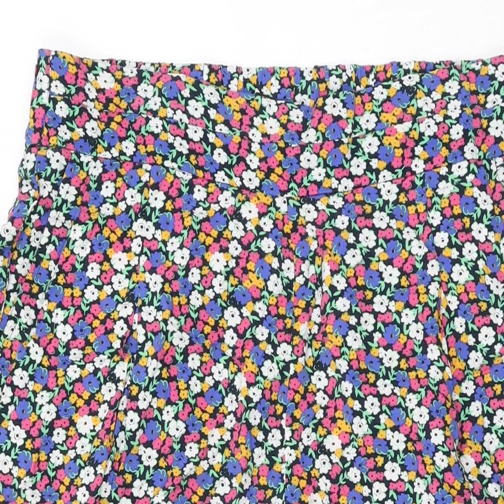 Marks and Spencer Womens Multicoloured Floral Viscose Cropped Trousers Size 12 L21.5 in Regular