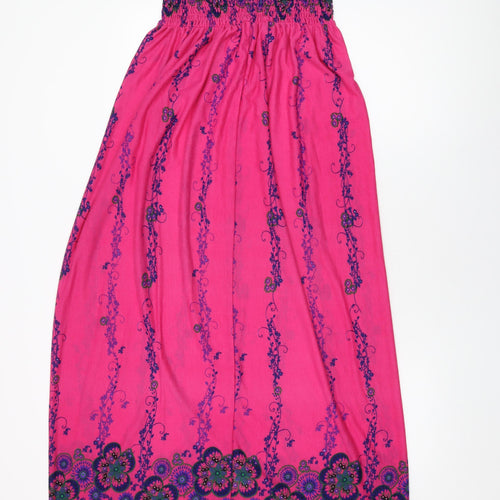 NEXT Womens Pink Floral Viscose Maxi Size 16 Off the Shoulder Pullover