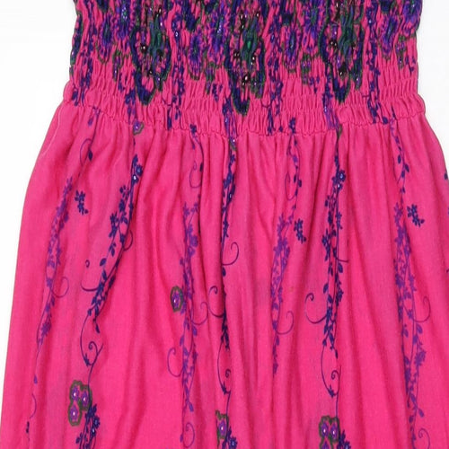 NEXT Womens Pink Floral Viscose Maxi Size 16 Off the Shoulder Pullover