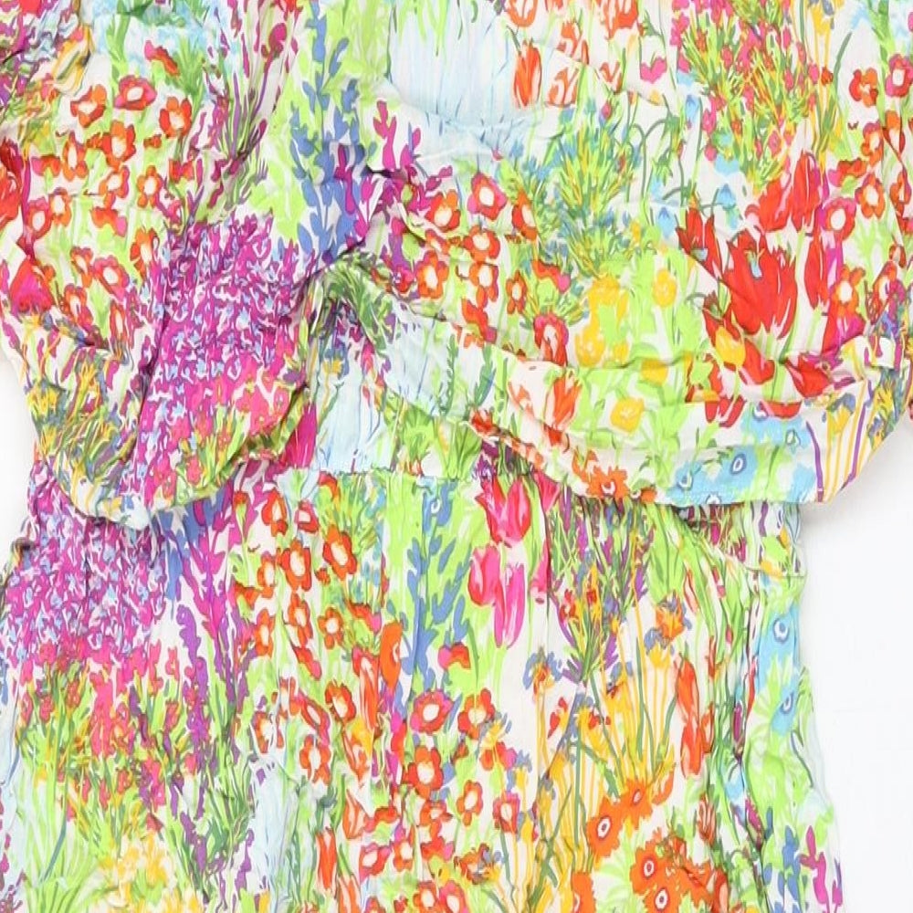 Capsule Womens Multicoloured Floral Viscose Shift Size 14 Round Neck Pullover