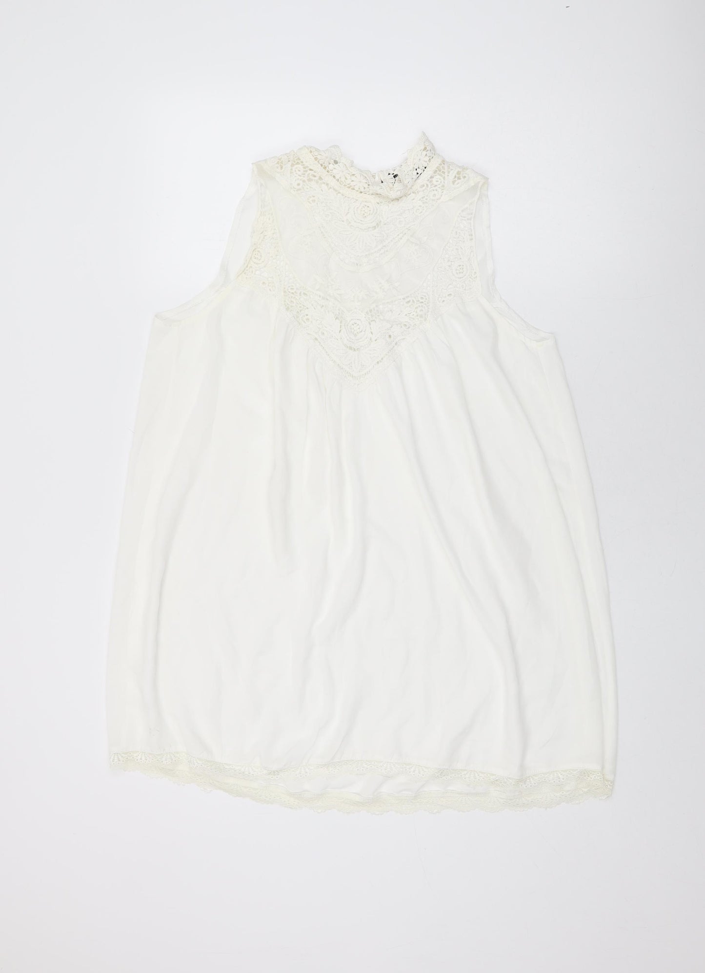 Ruiyige Womens White Floral Polyester Basic Blouse Size L Round Neck