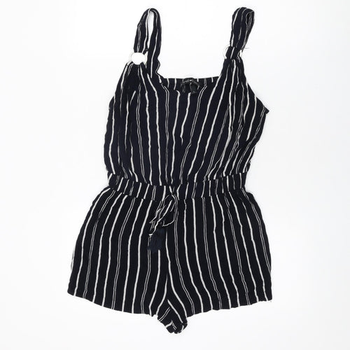 Derek Heart Womens Blue Striped Viscose Playsuit One-Piece Size L L3 in Pullover