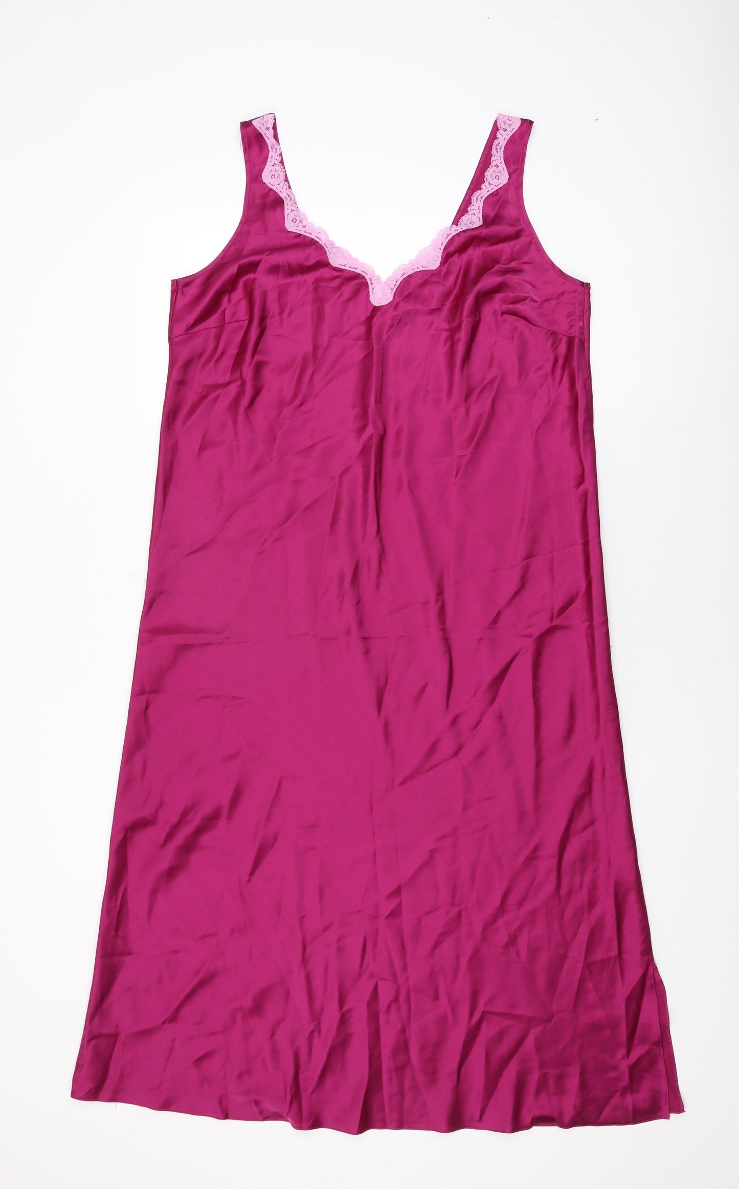 Marks and Spencer Womens Pink Polyester Shift Size 16 V-Neck Pullover