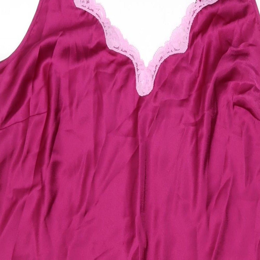 Marks and Spencer Womens Pink Polyester Shift Size 16 V-Neck Pullover