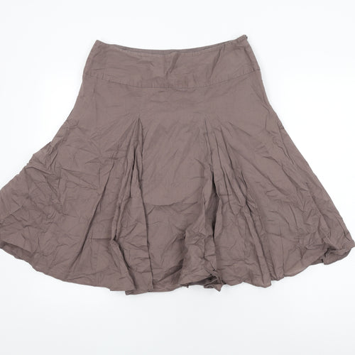 Dorothy Perkins Womens Brown Cotton Swing Skirt Size 12 Zip