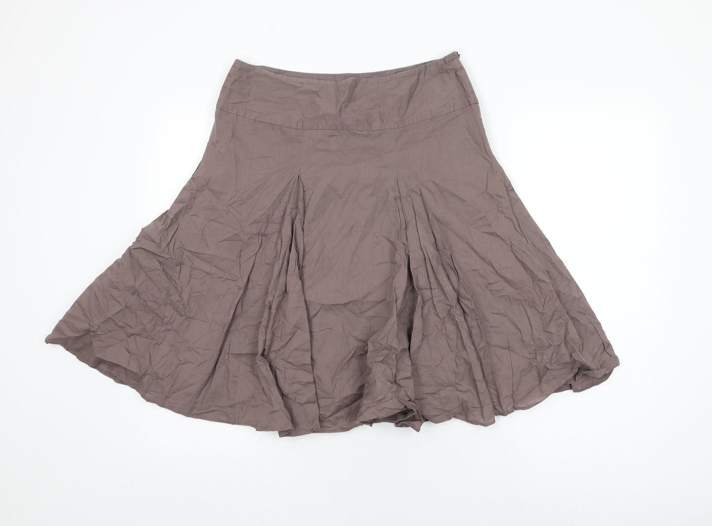 Dorothy Perkins Womens Brown Cotton Swing Skirt Size 12 Zip