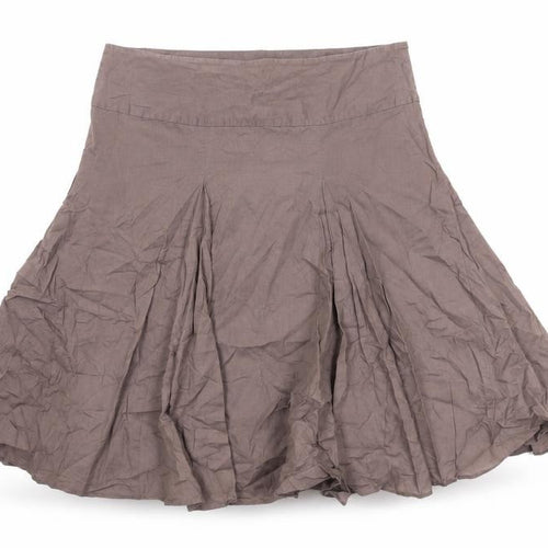 Dorothy Perkins Womens Brown Cotton Swing Skirt Size 12 Zip