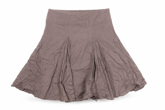 Front view of Dorothy Perkins women’s brown cotton swing skirt, size UK 12, zip