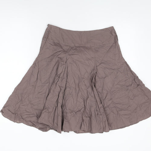 Dorothy Perkins Womens Brown Cotton Swing Skirt Size 12 Zip