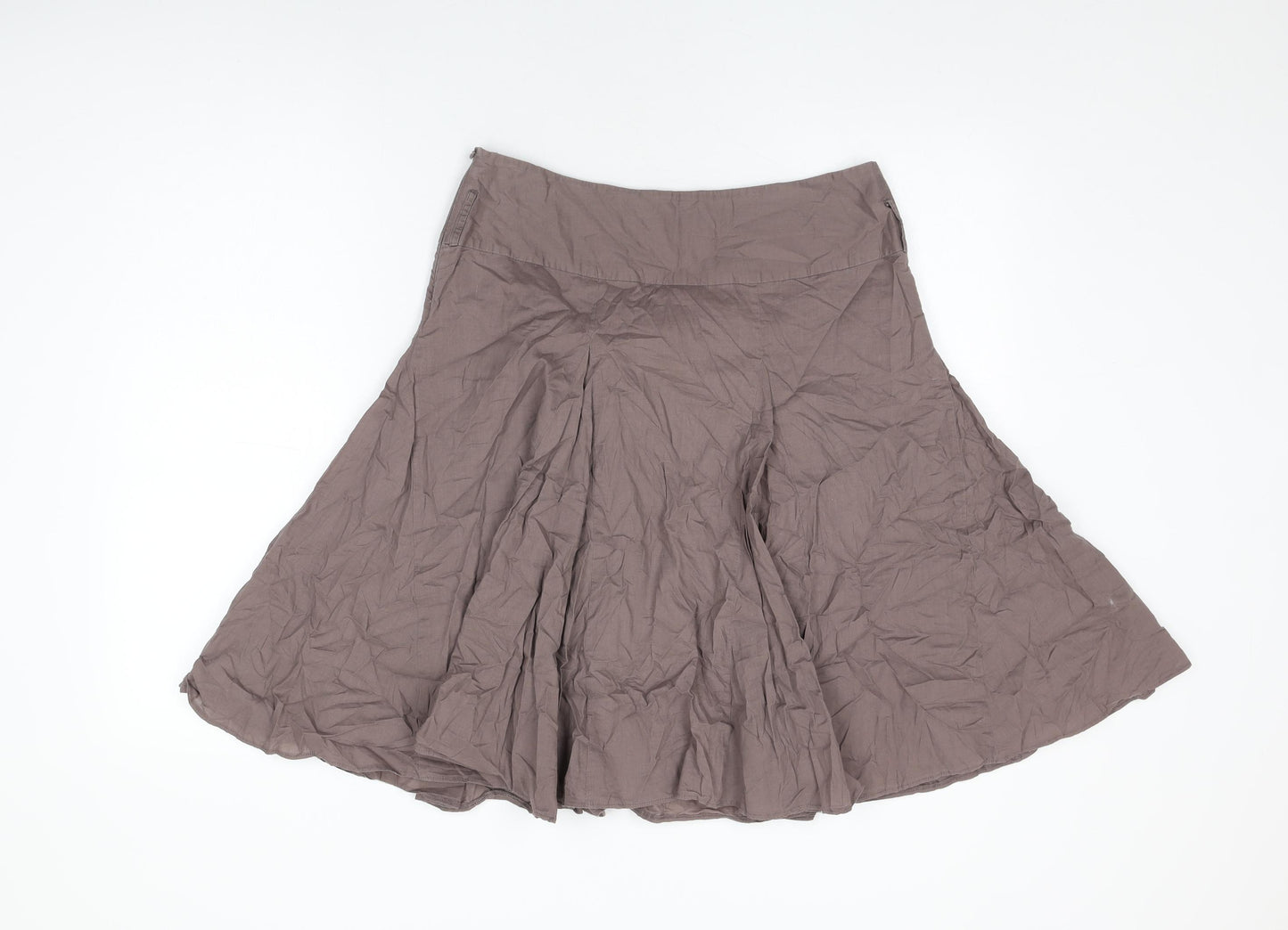 Dorothy Perkins Womens Brown Cotton Swing Skirt Size 12 Zip