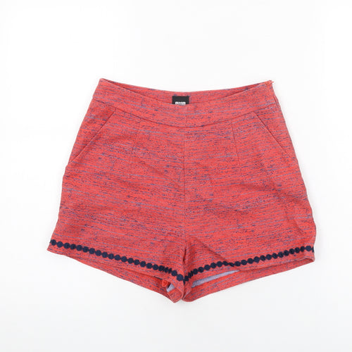 Ello Womens Pink Geometric Polyester Basic Shorts Size S L3 in Regular Zip