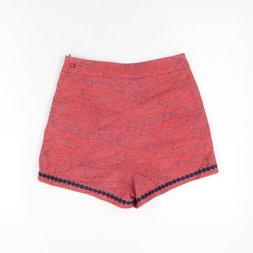 Ello Womens Pink Geometric Polyester Basic Shorts Size S L3 in Regular Zip