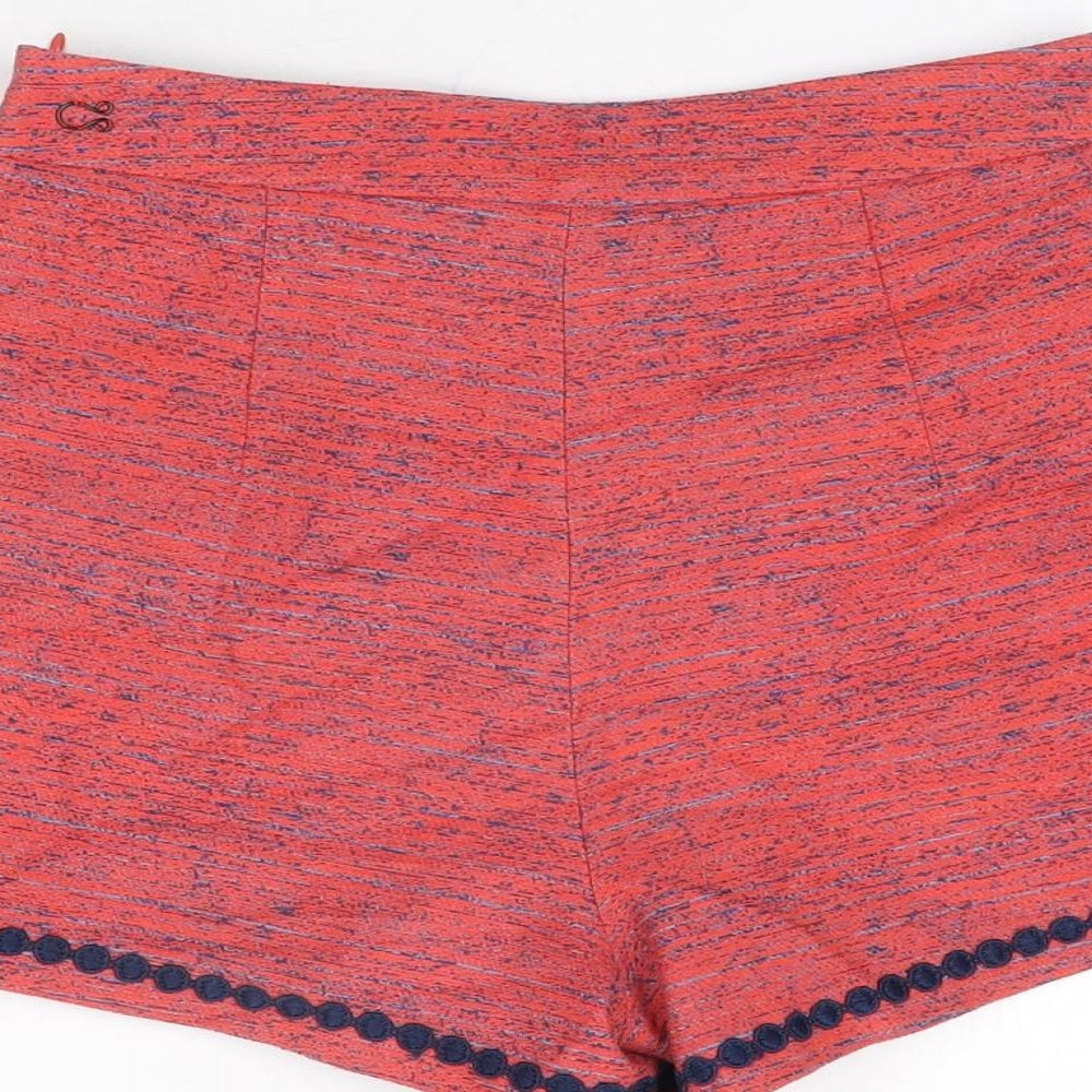 Ello Womens Pink Geometric Polyester Basic Shorts Size S L3 in Regular Zip