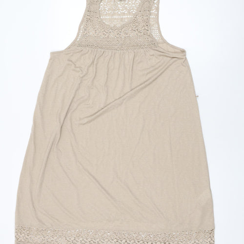 H&M Womens Beige Viscose Shift Size M Round Neck Pullover