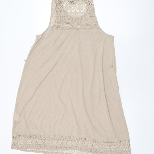H&M Womens Beige Viscose Shift Size M Round Neck Pullover