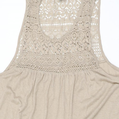 H&M Womens Beige Viscose Shift Size M Round Neck Pullover
