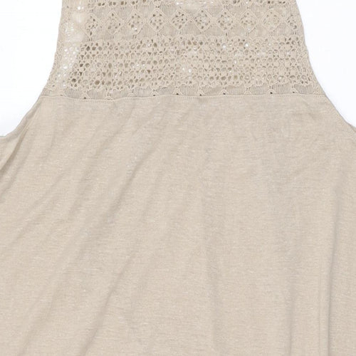 H&M Womens Beige Viscose Shift Size M Round Neck Pullover