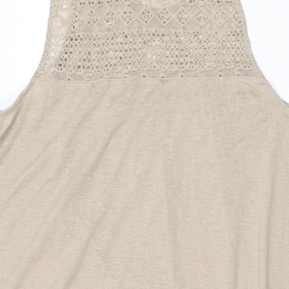 H&M Womens Beige Viscose Shift Size M Round Neck Pullover