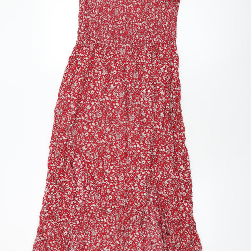 Stella Womens Red Floral Viscose Shift Size 12 Off the Shoulder Pullover