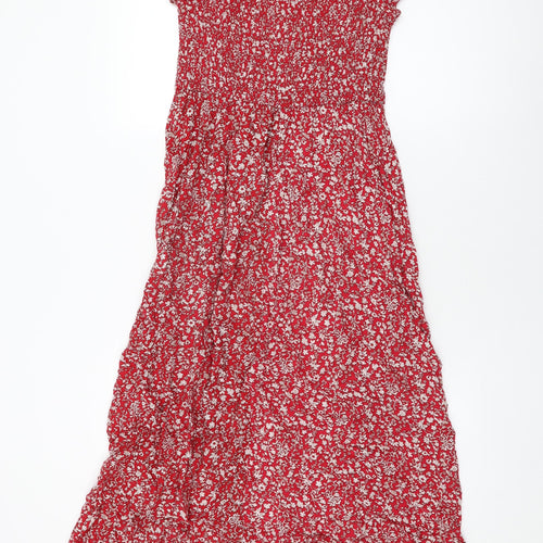 Stella Womens Red Floral Viscose Shift Size 12 Off the Shoulder Pullover