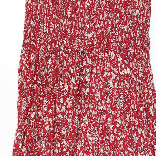 Stella Womens Red Floral Viscose Shift Size 12 Off the Shoulder Pullover