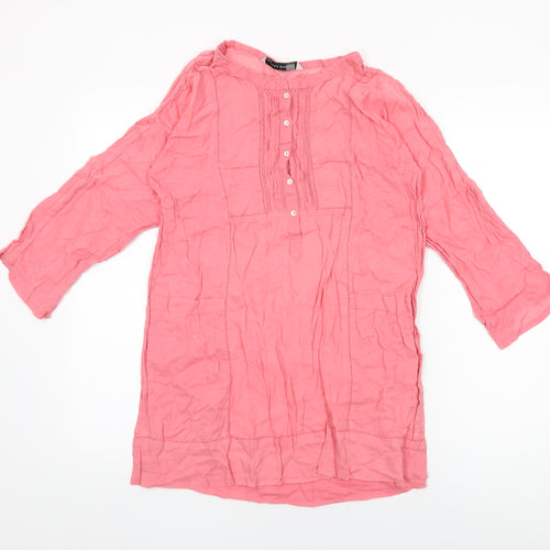 Zara Womens Pink Cotton Basic T-Shirt Size S Round Neck