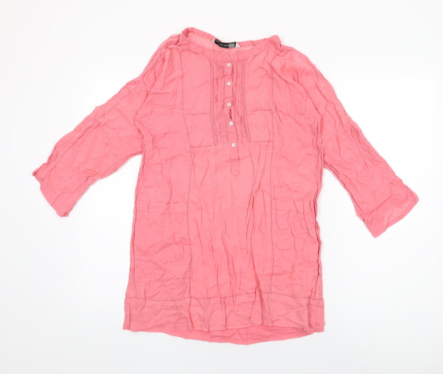 Zara Womens Pink Cotton Basic T-Shirt Size S Round Neck