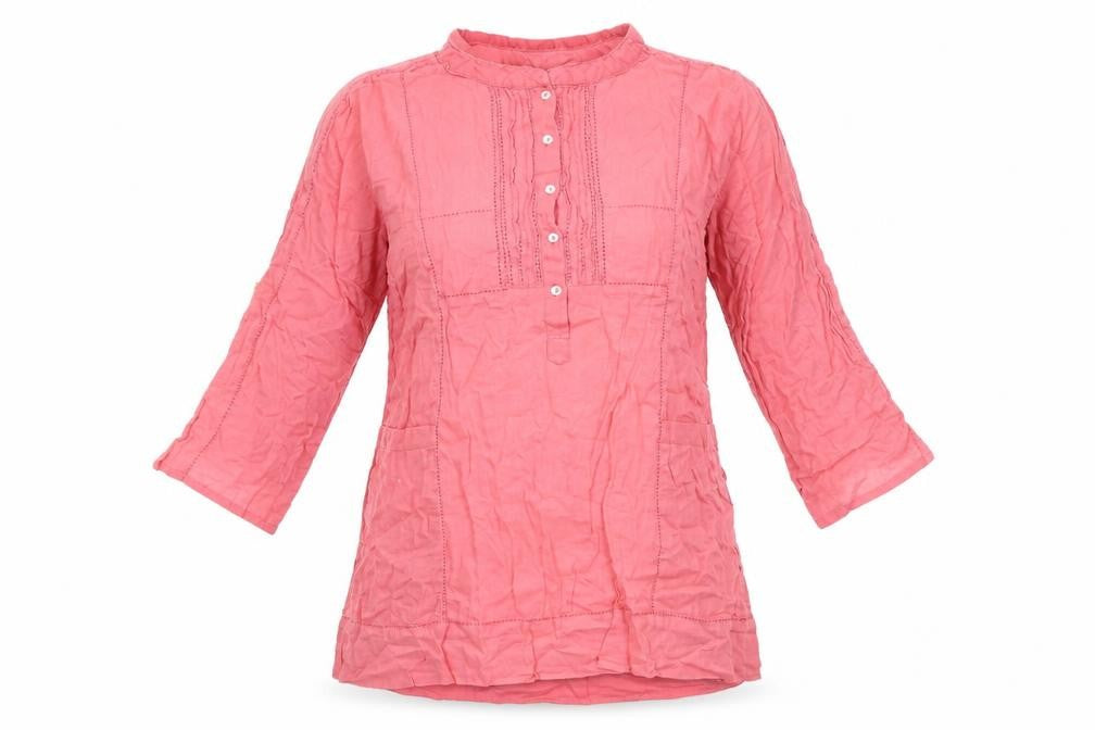 Front view of Zara women’s pink cotton basic t-shirt, size S, round neck