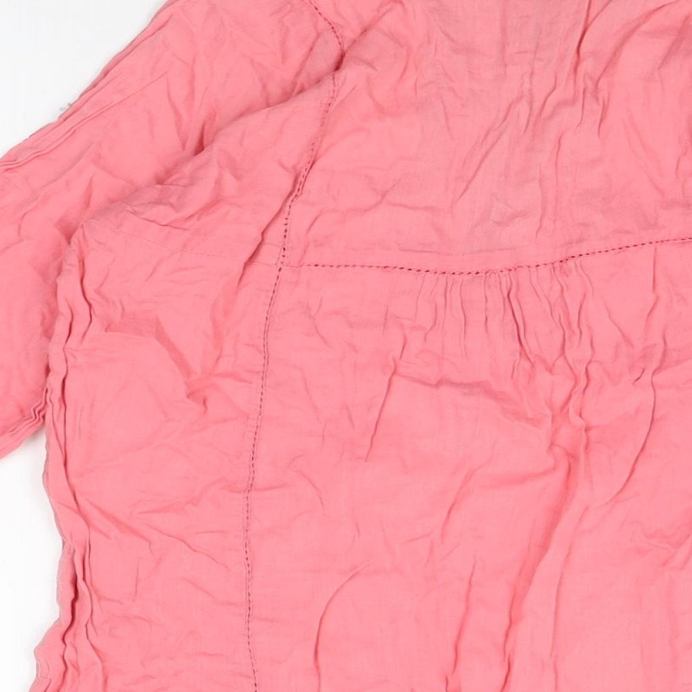 Zara Womens Pink Cotton Basic T-Shirt Size S Round Neck