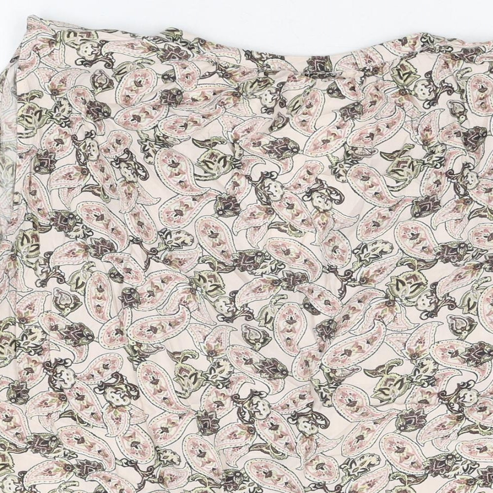 H&M Womens Ivory Paisley Modal Basic T-Shirt Size 12 V-Neck