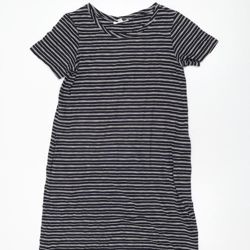 The White Company Womens Blue Striped Cotton Shift Size 10 Round Neck Pullover